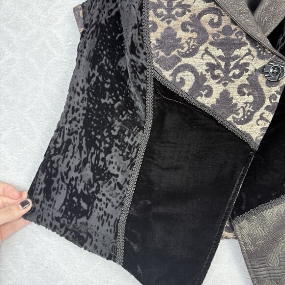 Coldwater Creek Phoebe Brocade Velvet Patchwork Vest Medium Whimsigoth Steampunk - Picture 4 of 13